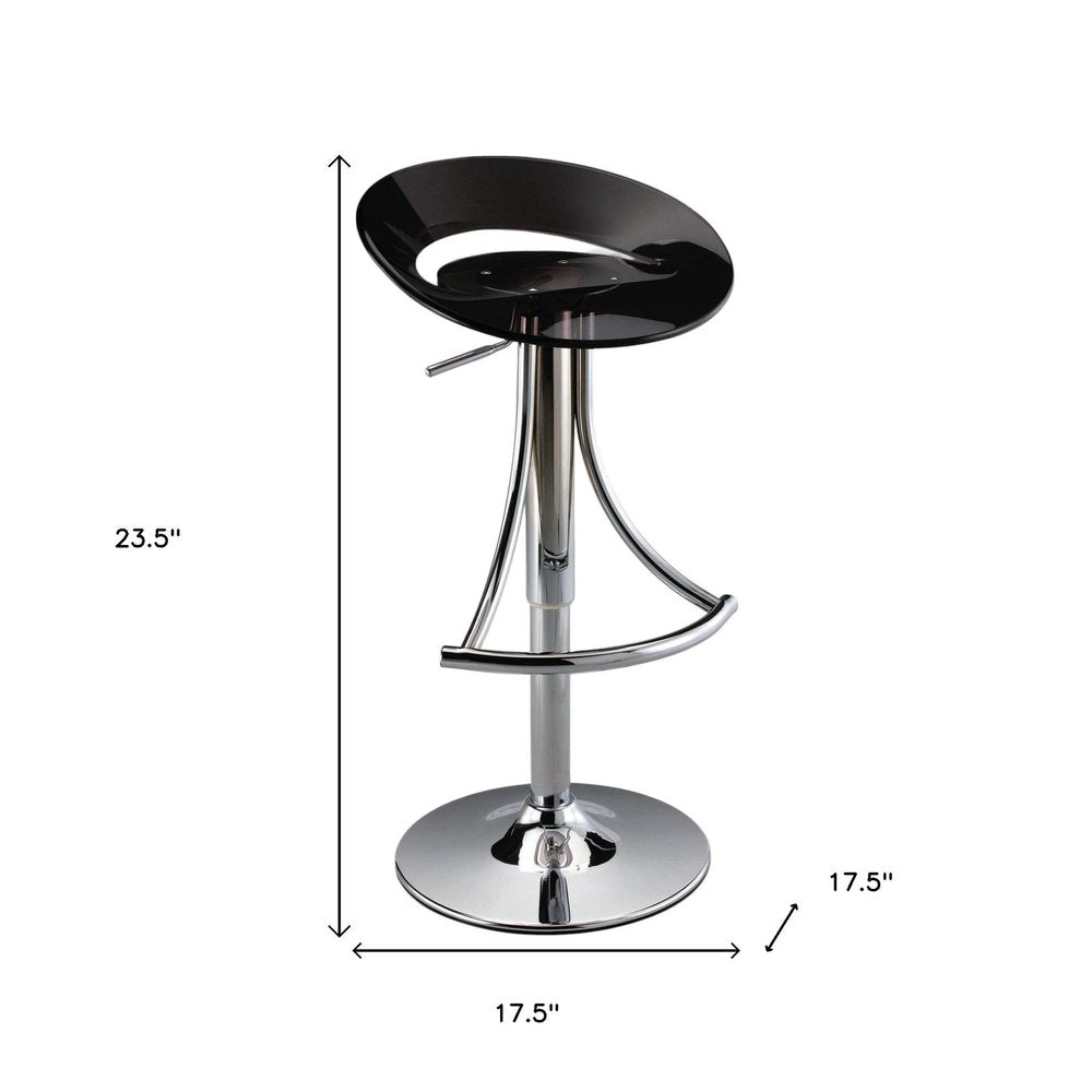 Black and Silver Metal and Heavy Duty Plastic Low Back Adjustable Height Bar Chair