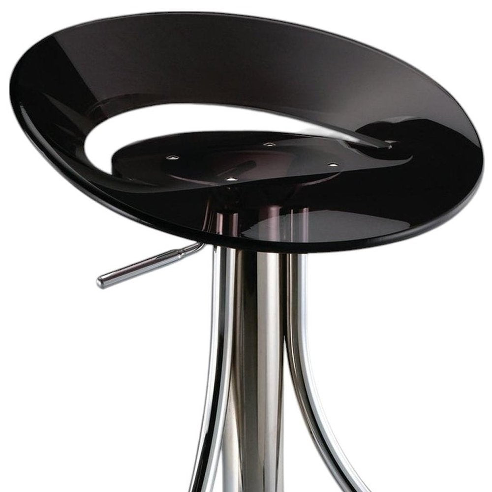 Black and Silver Metal and Heavy Duty Plastic Low Back Adjustable Height Bar Chair