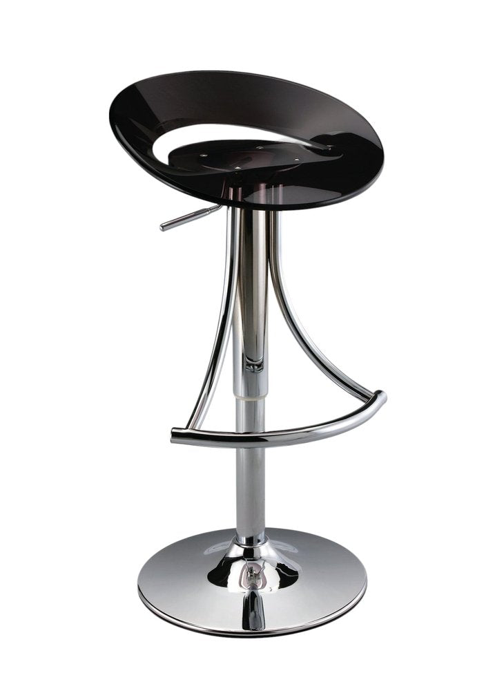 Black and Silver Metal and Heavy Duty Plastic Low Back Adjustable Height Bar Chair