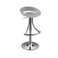 White and Silver Acrylic and Metal Low Back Adjustable Height Bar Chair