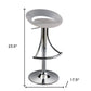 White and Silver Acrylic and Metal Low Back Adjustable Height Bar Chair