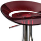 Red and Silver Acrylic and Metal Low Back Adjustable Height Bar Chair