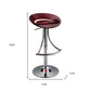 Red and Silver Acrylic and Metal Low Back Adjustable Height Bar Chair