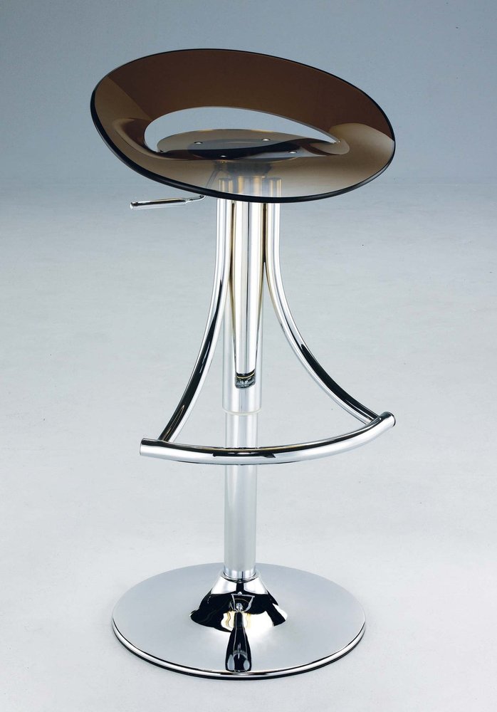 Dark Gray and Silver Acrylic and Metal Low Back Adjustable Height Bar Chair