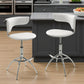 Set of Two White and Silver Metal and Faux Leather Low Back Adjustable Height Bar Chairs