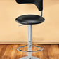 Black and Silver Faux Leather and Metal Low Back Adjustable Height Bar Chair