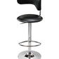 Black and Silver Faux Leather and Metal Low Back Adjustable Height Bar Chair