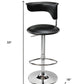 Black and Silver Faux Leather and Metal Low Back Adjustable Height Bar Chair