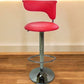 Red and Silver Faux Leather and Metal Low Back Adjustable Height Bar Chair