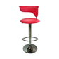 Red and Silver Faux Leather and Metal Low Back Adjustable Height Bar Chair