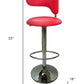 Red and Silver Faux Leather and Metal Low Back Adjustable Height Bar Chair
