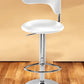 White and Silver Faux Leather and Metal Low Back Adjustable Height Bar Chair
