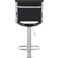 Set of Two Black and Silver Faux Leather and Metal Low Back Adjustable Height Bar Chairs