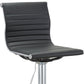 Set of Two Black and Silver Faux Leather and Metal Low Back Adjustable Height Bar Chairs