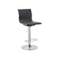 Set of Two Black and Silver Faux Leather and Metal Low Back Adjustable Height Bar Chairs