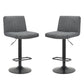 Set of Two Gray and Black Fabric and Metal Low Back Adjustable Height Bar Chairs
