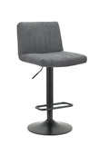 Set of Two Gray and Black Fabric and Metal Low Back Adjustable Height Bar Chairs