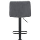 Set of Two Gray and Black Fabric and Metal Low Back Adjustable Height Bar Chairs