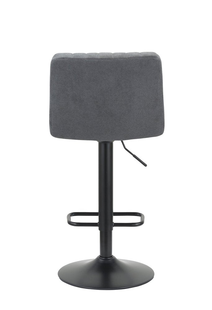 Set of Two Gray and Black Fabric and Metal Low Back Adjustable Height Bar Chairs