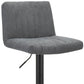 Set of Two Gray and Black Fabric and Metal Low Back Adjustable Height Bar Chairs