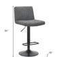Set of Two Gray and Black Fabric and Metal Low Back Adjustable Height Bar Chairs