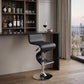 Black and Silver Faux Leather and Metal Low Back Adjustable Height Bar Chair