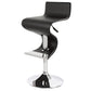 Black and Silver Faux Leather and Metal Low Back Adjustable Height Bar Chair