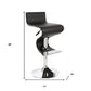 Black and Silver Faux Leather and Metal Low Back Adjustable Height Bar Chair