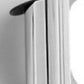 White and Silver Faux Leather and Metal Low Back Adjustable Height Bar Chair