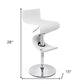 White and Silver Faux Leather and Metal Low Back Adjustable Height Bar Chair