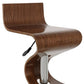 Brown and Silver Solid Wood and Metal Low Back Adjustable Height Bar Chair