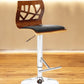 Black Brown And Silver Faux Leather And Wood Low Back Adjustable Height Bar Chair