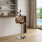 Black Brown And Silver Faux Leather And Wood Low Back Adjustable Height Bar Chair