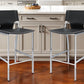 Set of Two 25" Black and Silver Faux Leather and Metal Low Back Counter Height Bar Chairs
