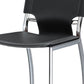 Set of Two 25" Black and Silver Faux Leather and Metal Low Back Counter Height Bar Chairs