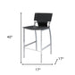 Set of Two 29" Gray and Silver Metal and Faux Leather Low Back Bar Height Bar Chairs