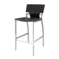 Set of Two 29" Gray and Silver Metal and Faux Leather Low Back Bar Height Bar Chairs