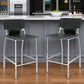 Set of Two 29" Black and Silver Metal and Faux Leather Low Back Bar Height Bar Chairs