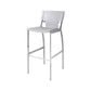 Set of Two 29" White and Silver Metal and Faux Leather Low Back Bar Height Bar Chairs
