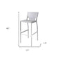 Set of Two 29" White and Silver Metal and Faux Leather Low Back Bar Height Bar Chairs