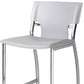 Set of Two 29" White and Silver Metal and Faux Leather Low Back Bar Height Bar Chairs