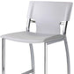 Set of Two 29" White and Silver Metal and Faux Leather Low Back Bar Height Bar Chairs