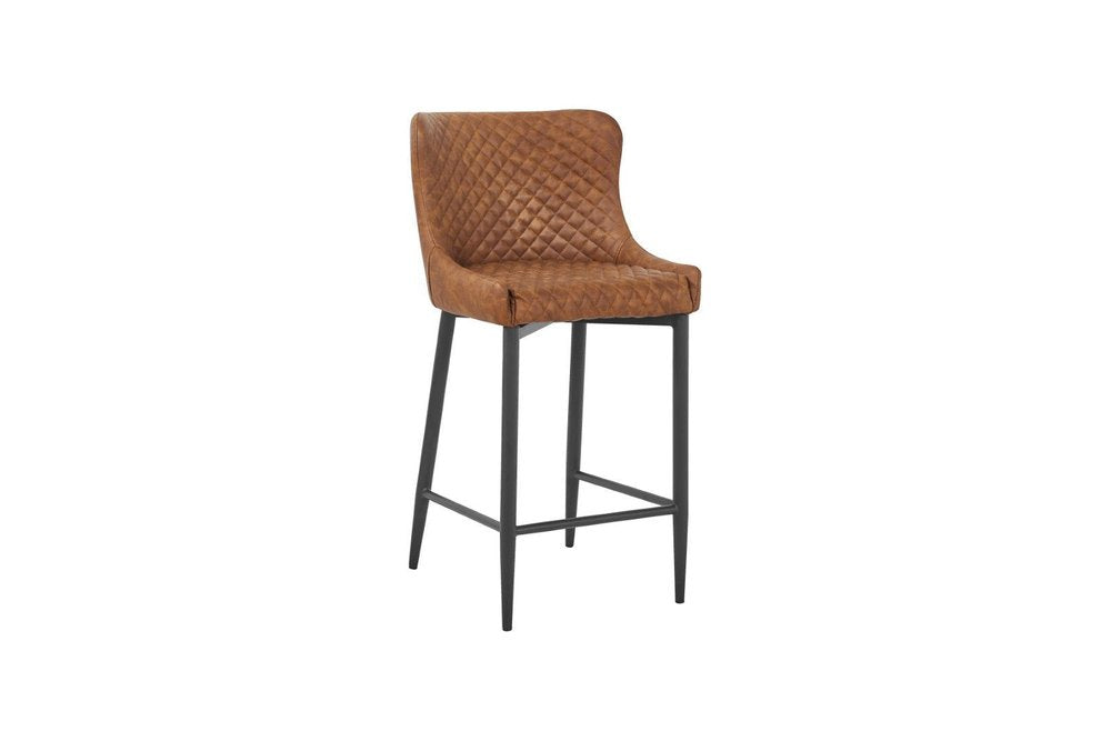 Set of Two 26" Orange and Black Metal and Faux Leather Low Back Counter Height Bar Chairs
