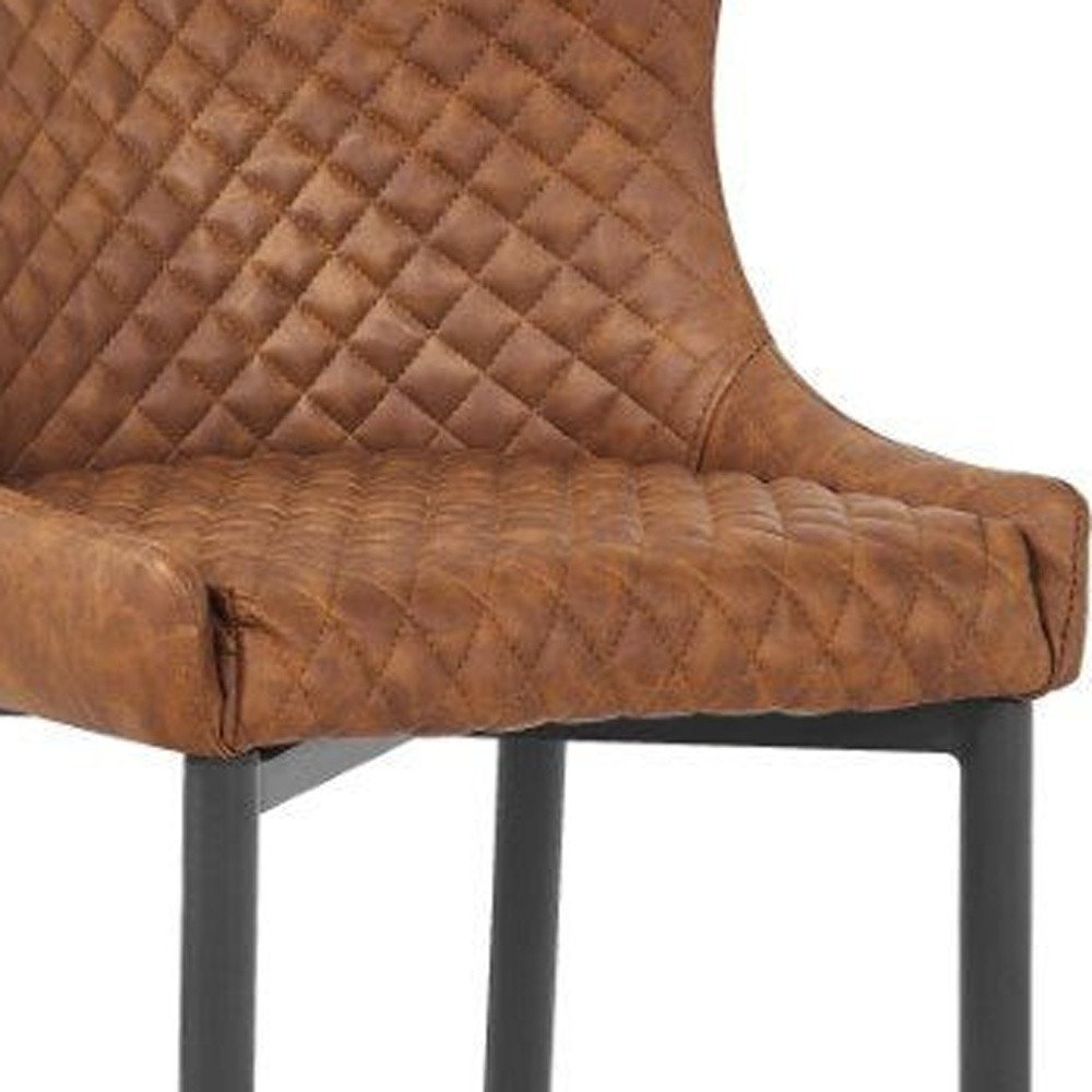 Set of Two 26" Orange and Black Metal and Faux Leather Low Back Counter Height Bar Chairs