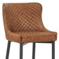 Set of Two 26" Orange and Black Metal and Faux Leather Low Back Counter Height Bar Chairs