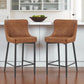 Set of Two 26" Orange and Black Metal and Faux Leather Low Back Counter Height Bar Chairs