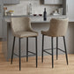Set of Two 26" Gray and Black Faux Leather and Metal Low Back Counter Height Bar Chairs