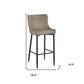 Set of Two 26" Gray and Black Faux Leather and Metal Low Back Counter Height Bar Chairs