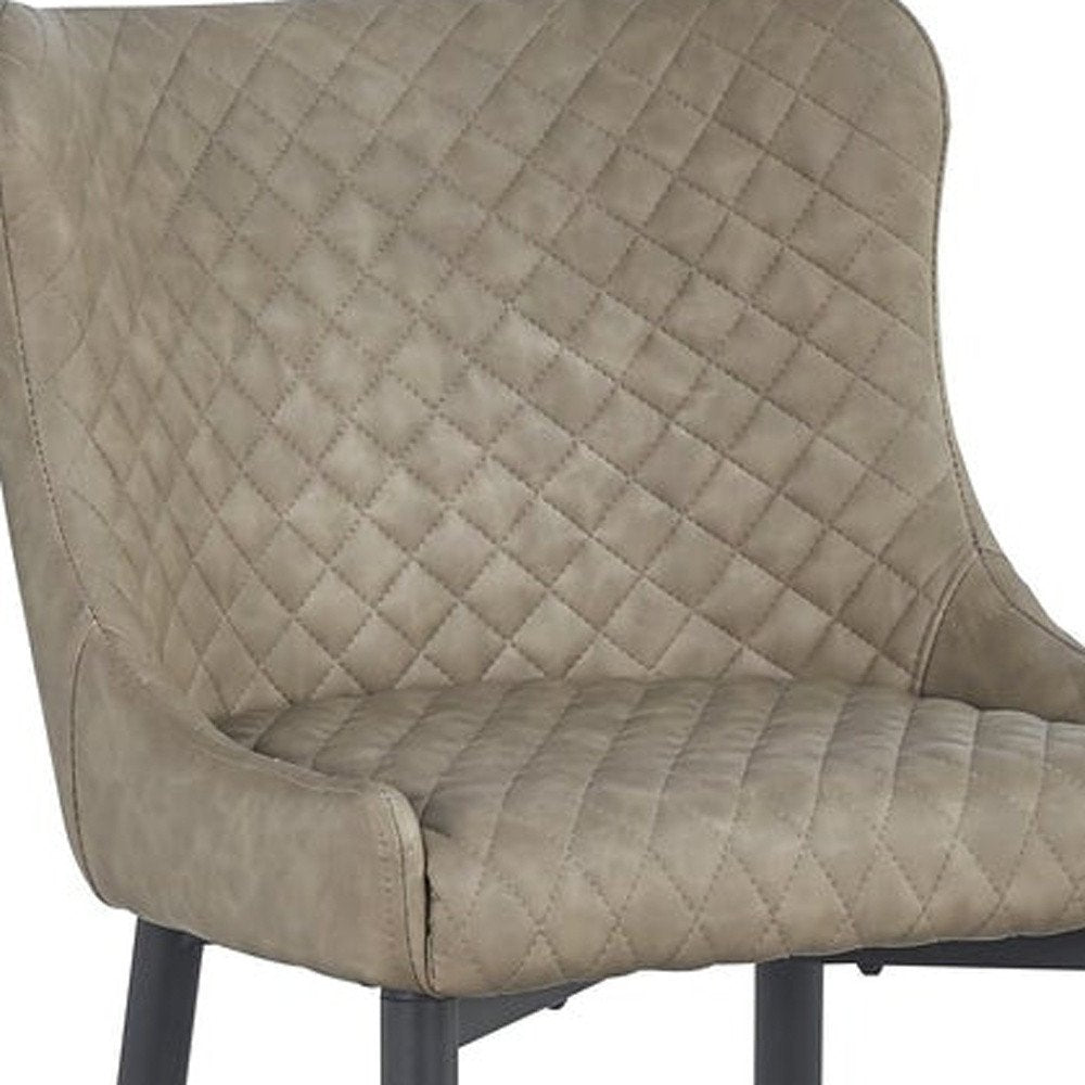 Set of Two 30" Gray and Black Faux Leather and Metal Low Back Bar Height Bar Chairs