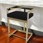30" Black and Gold Velvet and Stainless Steel Low Back Bar Height Bar Chair